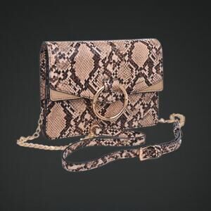 New Massini Ella Natural Snake Skin Print Crossbody Purse